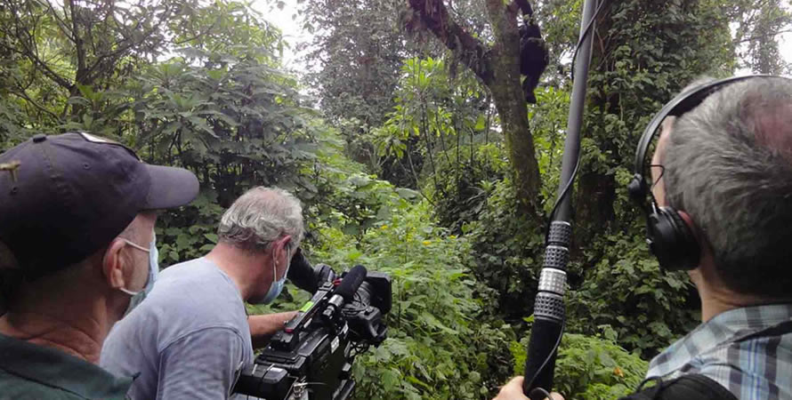 Filming in the Congo Village in Democratic Republic of Congo